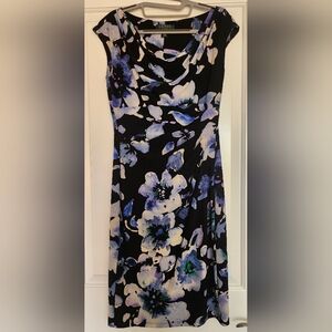 Ralph Lauren Strapless Blue and Purple Midi Dress